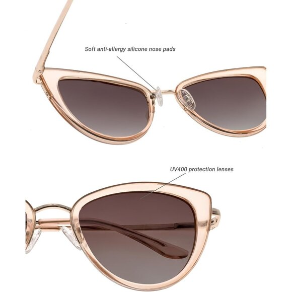 ✨Women's Brown Retro Big Frame Cat Eye Polarized with Spring Hinge Sunglasses - Picture 6 of 7